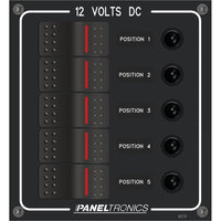 Paneltronics Waterproof Panel - DC 5-Position Illuminated Rocker Switch & Circuit Breaker [9960018B]