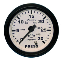 Faria Euro White 2" Water Pressure Gauge (30 PSI) [12903]