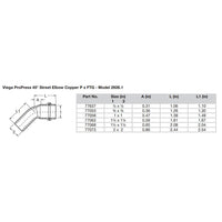 Viega ProPress 3/4" - 45 Copper Elbow - Street/Press Connection - Smart Connect Technology [77053]