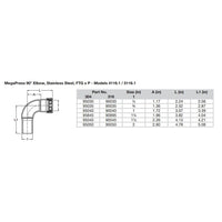 Viega MegaPress 1-1/2" 90 Stainless Steel 304 Elbow Street - Press Connection - Smart Connect Technology [95045]