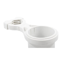 Camco Clamp-On Rail Mounted Cup Holder - Large for Up to 2" Rail - White [53083]