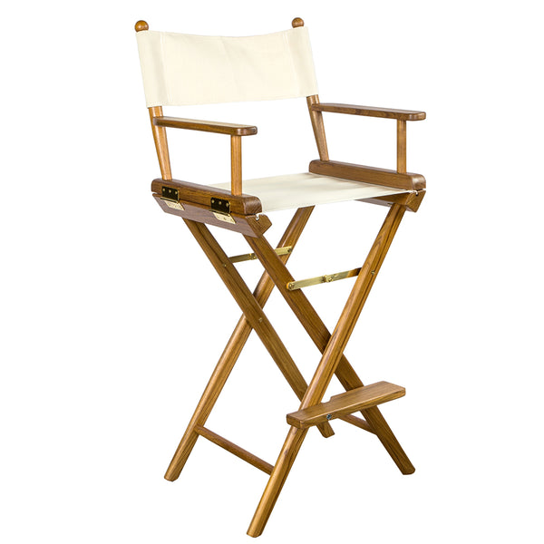 Whitecap Captains Chair w/Natural Seat Covers - Teak [60048]